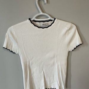 Zara white and black knit t-shirt